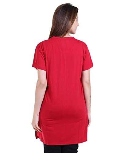 Image of New Crush Women Cotton Printed Regular Fit T-Shirts /Top /Long Night Wear T-Shirt for Women's & Girls (Pack of 2)