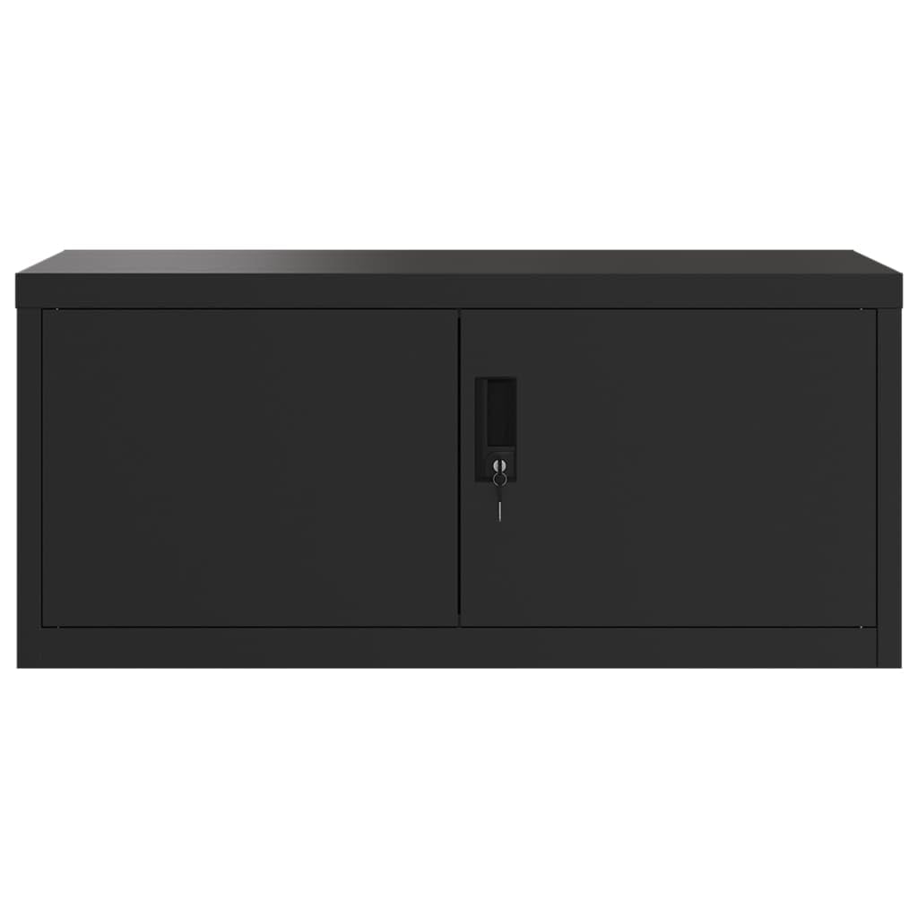 Armadio Classificatore Nero in Acciaio Verniciato a Polvere 90x40x145 cm con Serratura e 2 Ripiani Regolabili per Archivio Documenti Ufficio Organizzazione