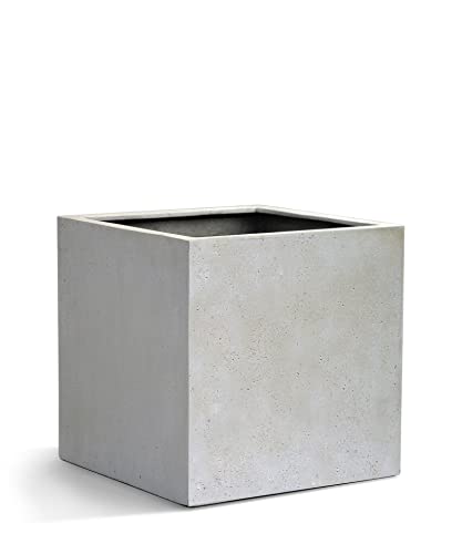 ESCHBACH® Pflanzkübel Cube 80 Creme Weiß Quadratisch XXL * 80 x 80 x 80 cm * Manufaktur Qualität * 10 Jahre Garantie