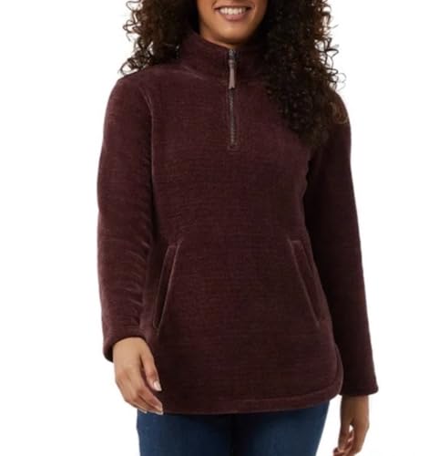 Image of 32 Degrees Heat Women's Mock Neck Fleece 1 /4 Zip Pullover Sweater with Pockets (US, Alpha, Medium, Regular, Regular, Purple)