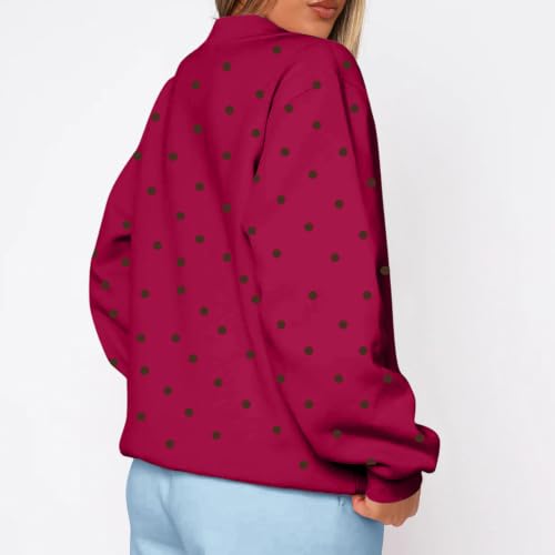 Jielayou Polka Dot Hoodie for Women Fleece Oversized Fashion Pullover Tops - image 5