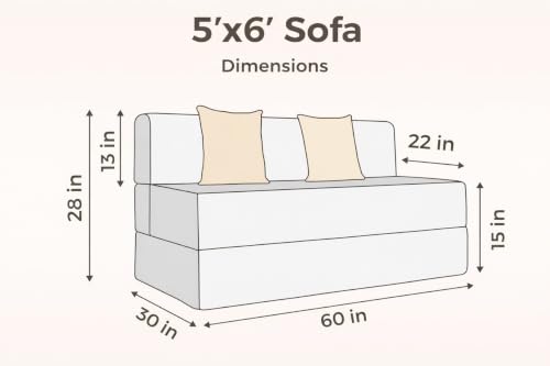 Image of Coirfit (4-in-1 Three Seater Sofa Cum Bed (1 Year Warranty) with 3 Free Cushions | Folding Sofa, Bed, Lounger, Diwan | Removable Washable Cover | Compact & Lightweight -Dark Grey 5x6 Feet