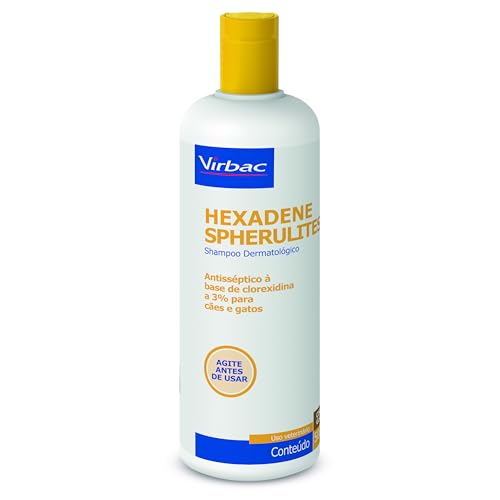Virbac Hexadene Shampoo Spherulites Tratamento Piodermites para Cães e Gatos 500 mL