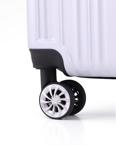 Image of Coolife Luggage, Suitcase with Durable and Lightweight, Large Checked Luggage with PC+ABS Hardshell Expandable, Dual Spinner Wheels, TSA Lock, and YKK Zipper(white grid new, L(28in))