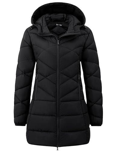 Wantdo Women's Packable Down Jacket Light Weight Puffer Coat Hip-Length Winter Coat