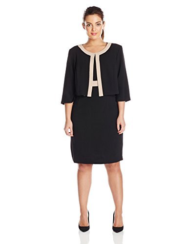 Danny & Nicole Women's Plus-Size Sleeveless Dress with Three-Quarter Sleeve Jacket