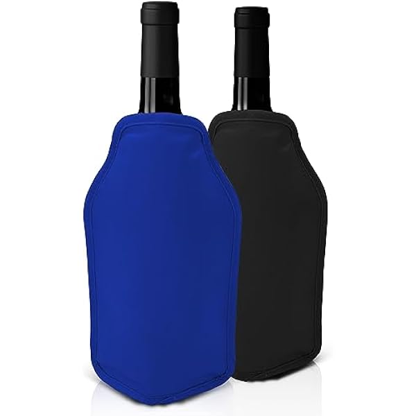 Joeji's Kitchen Zestaw 2 rękawów chłodzących do butelek wina, czarne i granatowe, idealne do chłodzenia butelek szampana Prosecco, idealne na kolacje, imprezy, piknik, festiwale