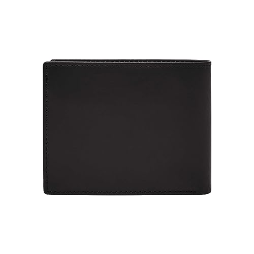 Image of Fossil Men's Wallet, Derrick Leather RFID-Blocking Wallet, Bifold with Coin Pocket, Black