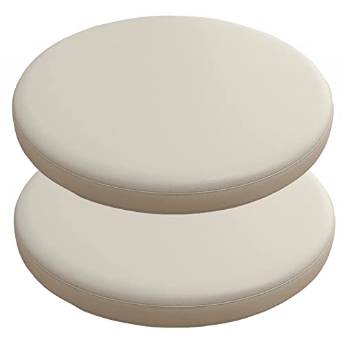 PIPOEI Galette de Chaise Ronde Lot de 2, Coussin de Chaise Rond Housse ImperméAble, Galette de Chaises Dehoussable Lavable, ImperméAble Anti Taches Coussins Chaises de Bar Cuir de Decorative C-9,40cm