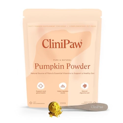 CliniPaw 100% Pure Pumpkin Powder for Dogs 250g | Natural Dog Fibre Supplement for Gut Health | Supports Firm Stools Anal Gland Treatment & Gentle Digestion | Up to 125 Servings