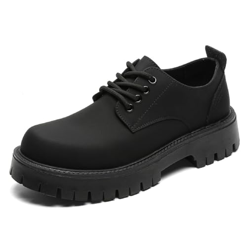 Men's Leather Platform Penny Oxfords Classic Round Toe Comfort Slip On Heightening Chunky Heel Lug Sole Soft Sole Dress Derby Shoes for Work Office Business - Main Image