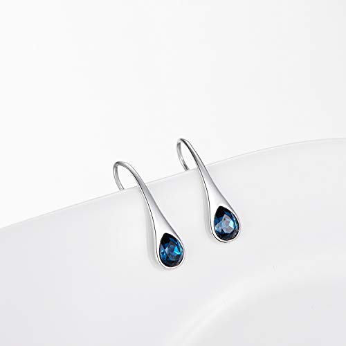 925 Sterling Silver Small Pear-Shaped Modern Style Hook Earrings with Crystals from Austria3