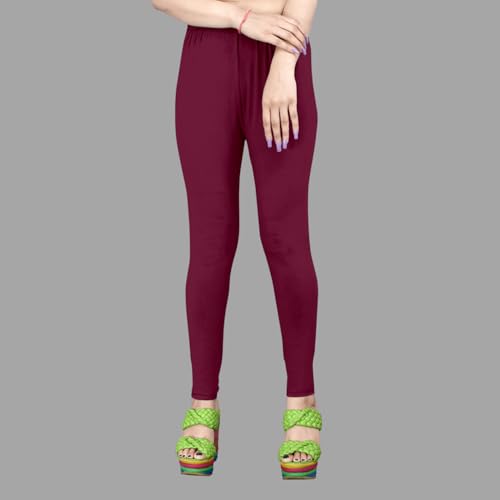 Image of Women's Solid Mid Rise Slim Fit Ankle Length Leggings - Comfortable and Stylish Yoga Pants for Workout, Running and Everyday Wear