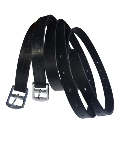 Lussoro Couro estribo para cavalo, cavalo, estribo de couro inglês (preto)