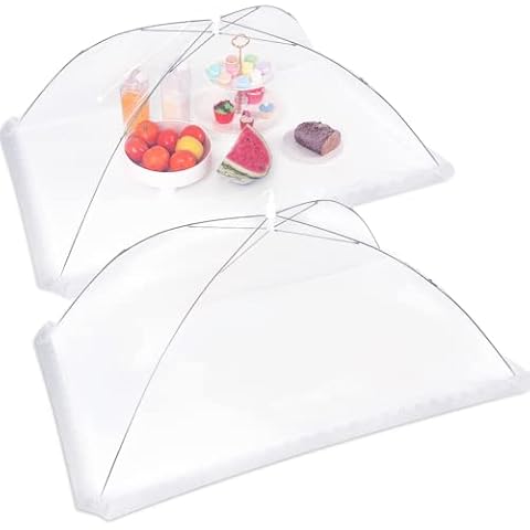 2 Pcs Extra Large Mesh Food Cover Tent Umbrella Food Screen Covers for Outside Pop-up Mesh Reusable Food Nets for Parties Picnics Outdoor BBQs Collapsible (40" x 24") Cover