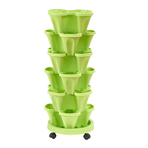 Nutteri,Vertical Planter Stackable Gardening Pots Plastic Flower Pots Creative Vegetable Melon Fruit Planting Pot For Indoor Outdoor Growing Strawberry And Herb (Green,6 Tier) #TOP26