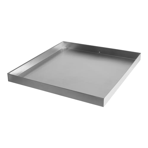 Sootvp 32 x 28 x 2.5 Inch Washing Machine Drain Pan, Made of 304 Stainless Steel, Compact Washing Machine Tray Washer Drip Tray with Drain Adapter & Hole