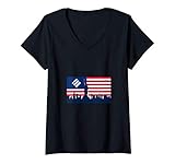 Womens Binance USD BUSD Logo Cryptocurrency American Flag V-Neck T-Shirt