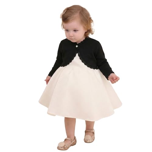 Image of Lilax Little Girls' Knit Long Sleeve Button Closure Bolero Cardigan Shrug