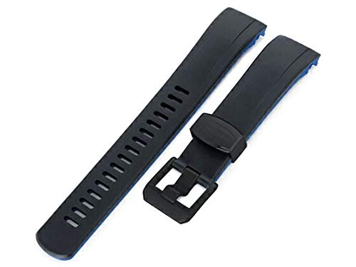 Amazon.co.jp: 22mm 時計ベルト NBRラバー ブラック＆ブルー PVD