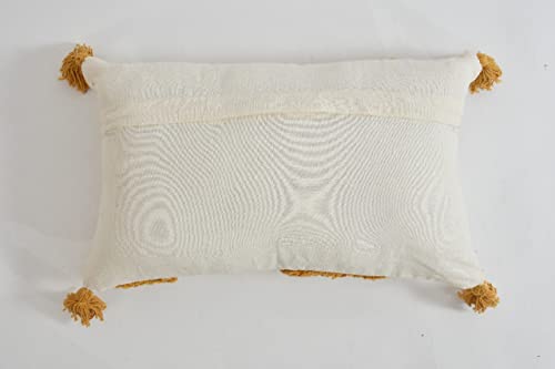 Image of Sofa Cushion Cover Cotton for Living Room Couch Soft Pillow Cover Size 12x20 Inch Yellow Flower Pack of 1