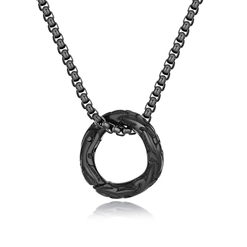 GAVU Black Ring Holder Necklace for Men Mens Stainless Steel Ring Keeper Pendant Necklace 22