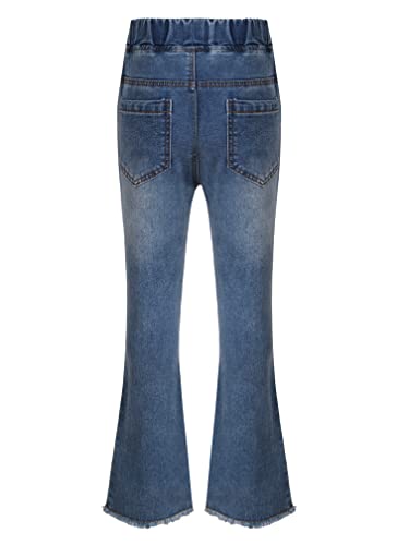 Little Kids Girls Fashion Gradient Denim Tassel Flared Pants Elastic Waist Casual Bell-Bottoms Distressed Jeans2