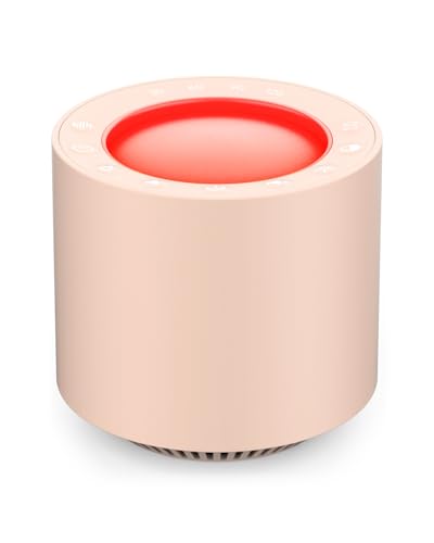 Dimmable Nursery Night Light: Red Light Therapy Sleep Sound Machine with 38 Soothing Sounds & Calming Womb Soother Memory Function White Noise Sound Machine with Timer for Baby Adult Gift (Peach)