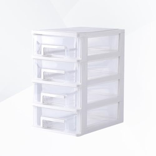 Boîte de rangement à tiroirs plastique blanc transparent 4 niveaux - 7