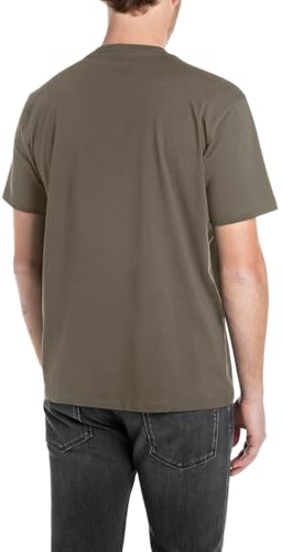 Replay Herren T-Shirt Kurzarm Basic, Mud Green 759 (Braun), S – Ansicht 2