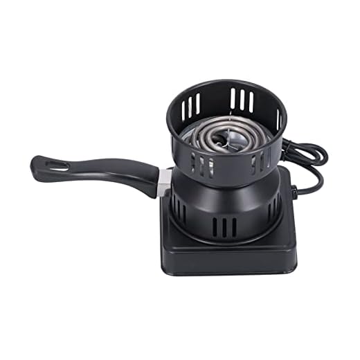 Queimador de carvão para narguilé, queimador elétrico portátil com um fusível seguro para uso interno ou externo para conjuntos de café ou chá(Preto, Plugue europeu 220V)