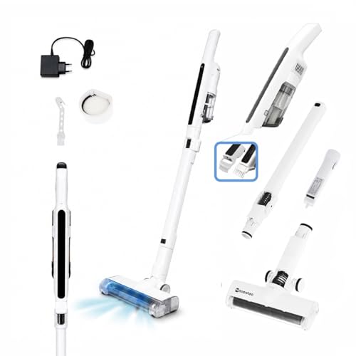 M mimotec   Twist Aspiradora Escoba Sin Cable 120W 14KPa, Aspirador Vertical 6 en 1, Ultraligera, Silenciosa, Luz LED Frontal, Depósito 0,4L, 20 Min de Autonomía, para Suelos, Sofás, Coche y Mascotas