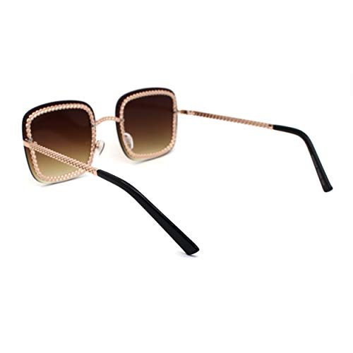 SA106 Womens Jewel Chain Frame Exposed Lens Rectangle Butterfly Sunglasses4
