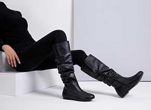 Jeossy Women's 9601 Knee High Boots Tall Slouch Boots with Inside Zipper2