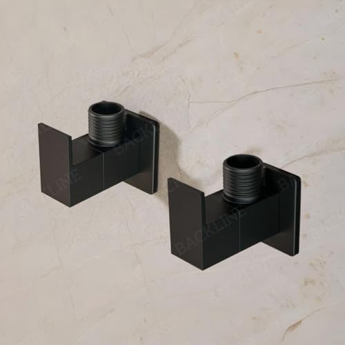 Image of B Backline Brass Angle Valve For Bathroom | Pack of 2 | 100% Solid Brass Heavy-Duty, Leakproof | Angle Stop Cock | Single Way Cock Ideal for Bathroom, Toilet & Kitchen Use (Black Matt)