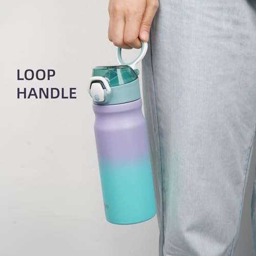 Image of Konokyo 18 oz Insulated Stainless Steel Sports Water Bottle with Straw Lid