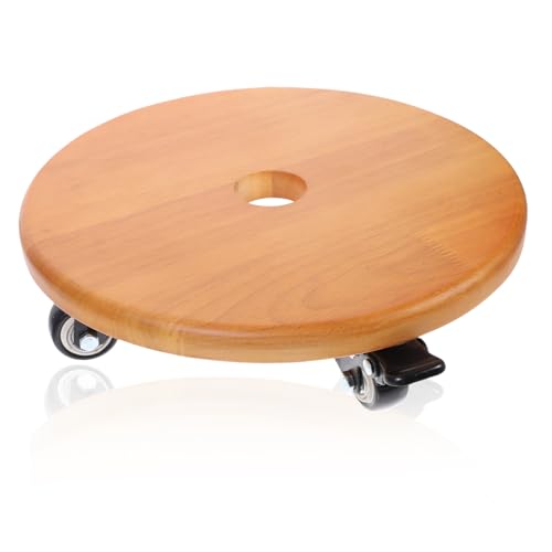 BESPORTBLE Macetero Desmontable Esquina Maceta Carro Rodante Castor Soporte para Plantas con Ruedas Taburete De La Planta Estante Pararse Macetero De Mimbre Rodillos Madera De Caucho Orange