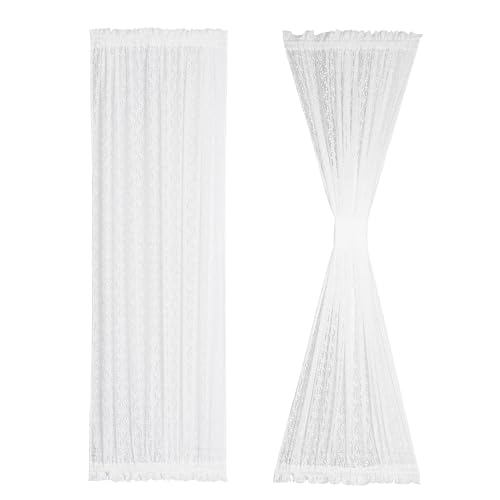 Lace-French-Door-Curtain-White-Leaves-Branch-Knitted-Textured-Curtains-72-Inch-Long-Semi-Sheer-Sidelight-Curtain-Panel-for-Glass-Door-Patio-Front-Door-Tieback-Included-2-Pack Lace French Door Curtain White Leaves Branch Knitted Textured Curtains 72 Inch Long Semi Sheer Sidelight Curtain Panel for Glass Door Patio Front Door Tieback Included 2 Pack