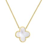Boufayfly Lucky Clover Mother of Pearl Pendant Necklace for Women Unique Dainty S925 Sterling Silver Gold Plated Four Leaf Charm Choker Meaningful Jewelry Gifts for Faith Hope Love and Luck