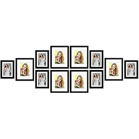 RR ROUND RICH DESIGN Solid Wood Picture Frame Set High Definition Cover for Wall Mounting Photo Frames Including 8x10 Mat 5x7 and 5x7 Mat 4x6 Black Cover