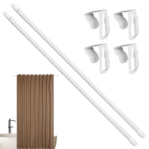 Barras para Cortinas - 2 Piezas Telescópica | No Requiere Taladrar | Barra de Tensión Longitud Ajustable | Para Cocina, Dormitorio, Baño, Armario, Ropero, Fácil Instalación | Sin Daños | 40-70cm