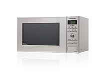 Panasonic NN-SD27HSGTG - Forno a microonde con piatto girevole in vetro, 23 l, 1000 W, 10 programmi automatici, scongelamento automatico, 6 livelli di potenza, timer, display digitale a LED, acciaio