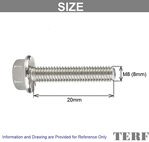 TERF® M8 X 20mm Serrated Flanged Hex Head Bolt M8 (8mm) X 20mm Serrated Flanged Hexagonal Head Set Screw Bolts - Pack of 10 - Image 3