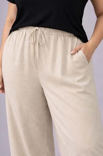 Image of KOTTY Women's Plus Size Wide Leg Pants with Elastic Waist Relaxed Fit Comfortable Casual Travel Wear Style