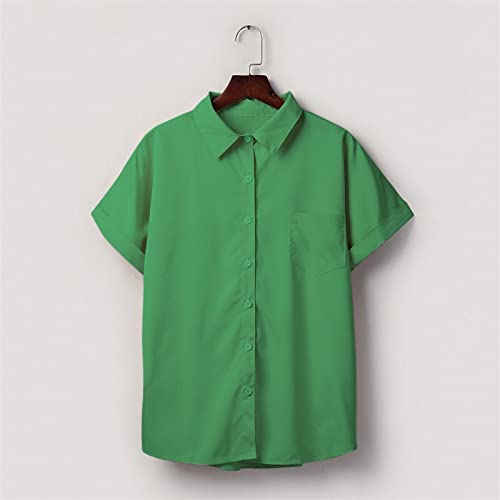 Button Down Shirts For Women Womens V Neck Tank Tops Summer Ribbed Short Sleeve Henley Shirts Casual Loose Button Up Cami Knit Tees Womens Tops Dressy Casual #TOP3