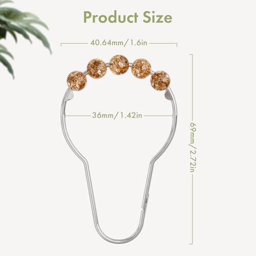 Image of Amazer Shower Curtain Hooks, Decorative Shower Curtain Hooks, Amber Shower Curtain Rings Rustproof Stainless Steel Shower Hooks for Shower Curtain Liner Shower Rod Hook 12pcs