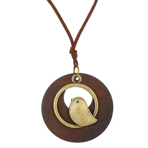 WCRAZYE Women's Boho Choker Necklace, Dark Brown Leather Cord with