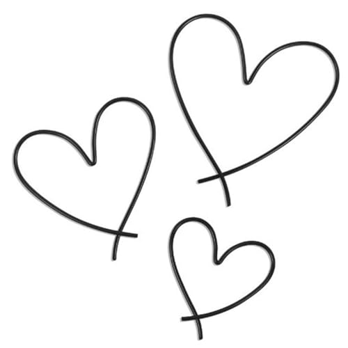 XMTStartrading 3PCS Fashionable Heart Metal Wall Decor Unique Love Wall Art Decorations Lightweight Black Hanging Ornaments for Bedroom Living Room Decoration