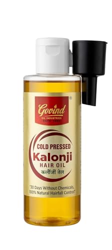 Image of Govind Oils Cold Pressed Kalonji (Black Seed) Oil 100ml - Organic Certified 100% Pure for Hair Growth, Hair Fall