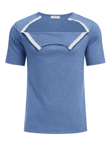Dyeek Chemo for Shirt Port Access Chemotherapy Must Haves Tear Away Side Snap Short Sleeve Post Shoulder Surgery Shirts